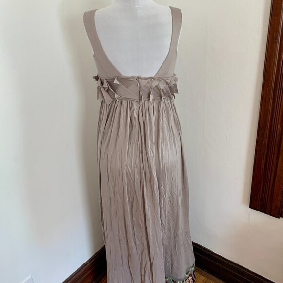 Rina Dhaka Indian Volubilis Maxi Boho Anthropologie Sequin Beaded Soft Gray dres - Picture 6 of 16